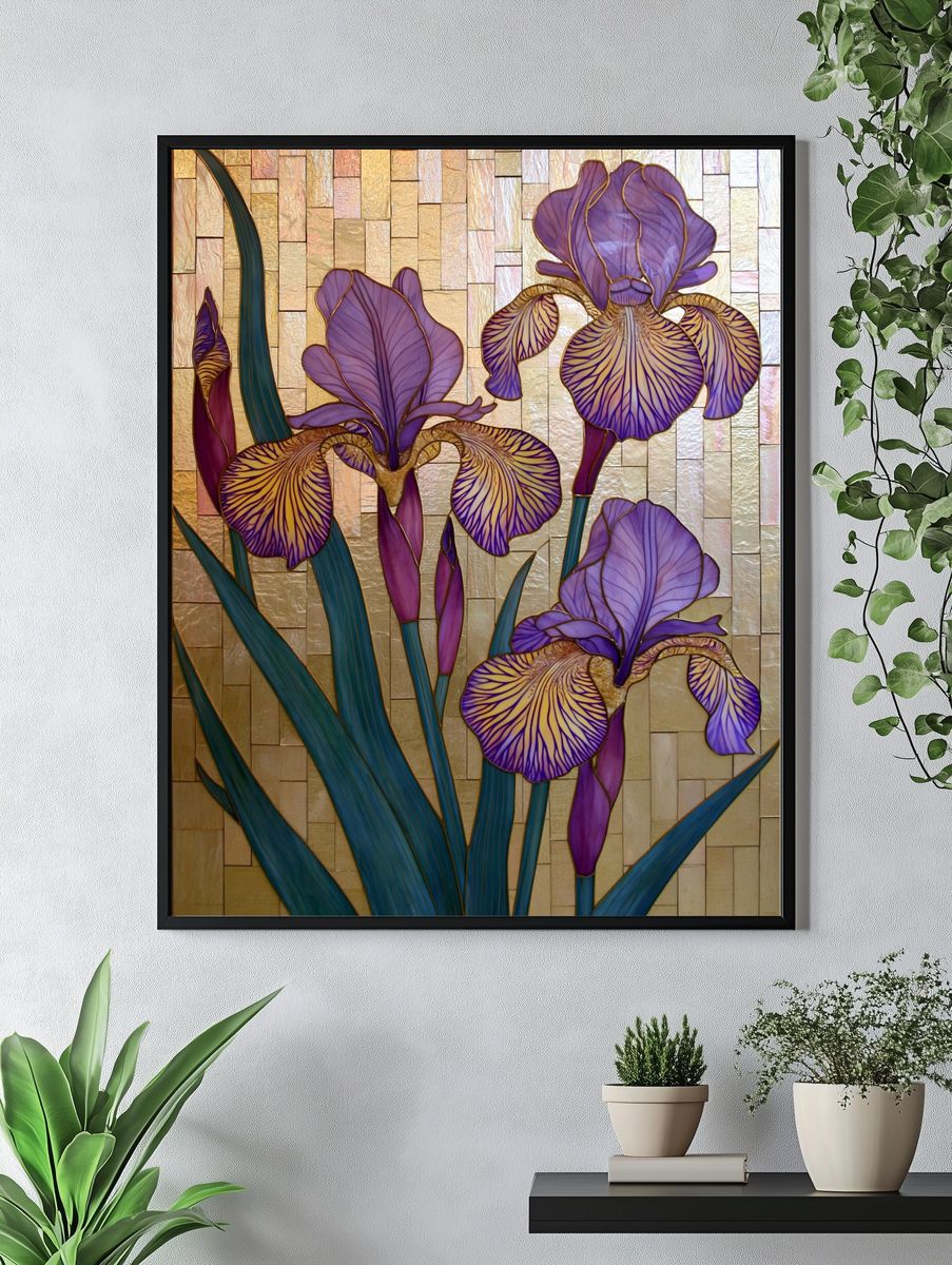 Purple Iris Mosaic Poster. — room view 4