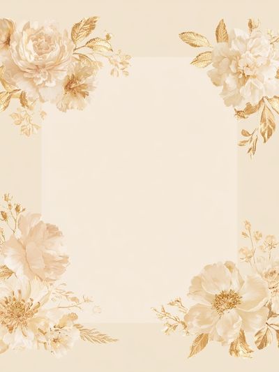 Golden Floral Frame Print.