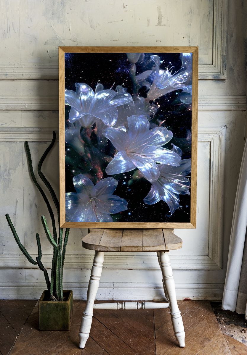 Celestial Lilies Photography Poster. room preview