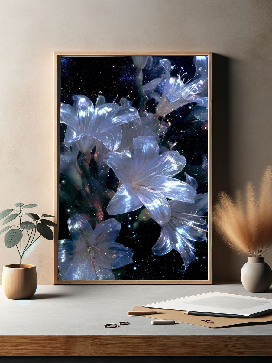 Celestial Lilies Photography Poster. — room view 2