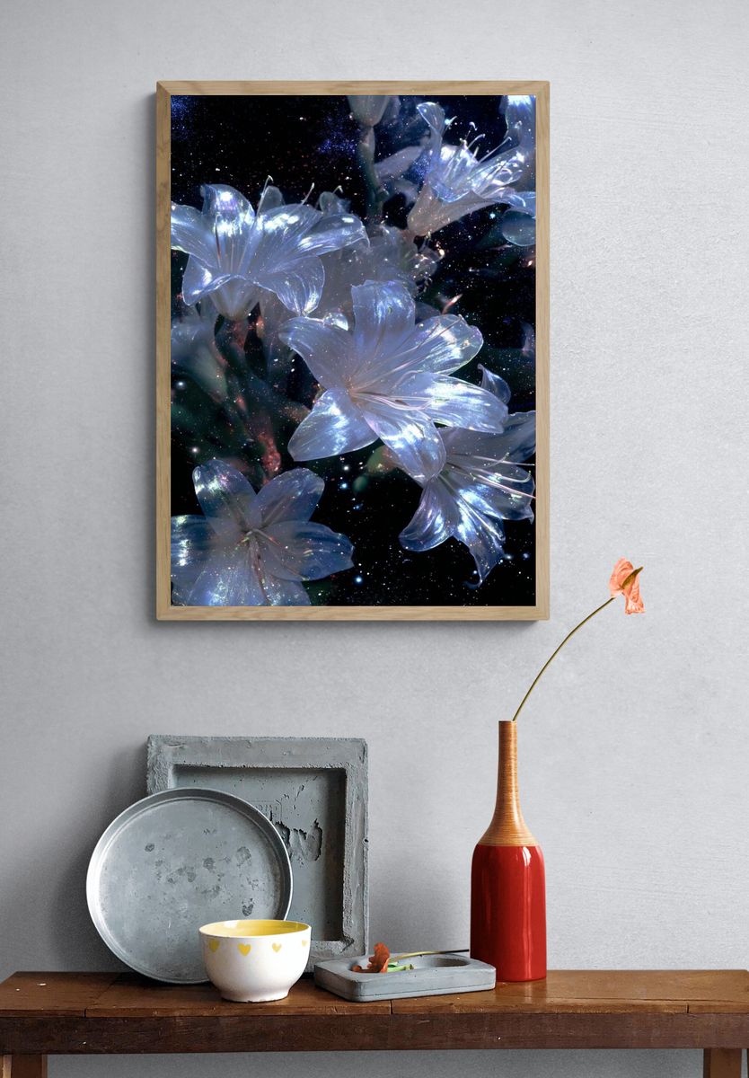Celestial Lilies Photography Poster. — room view 3