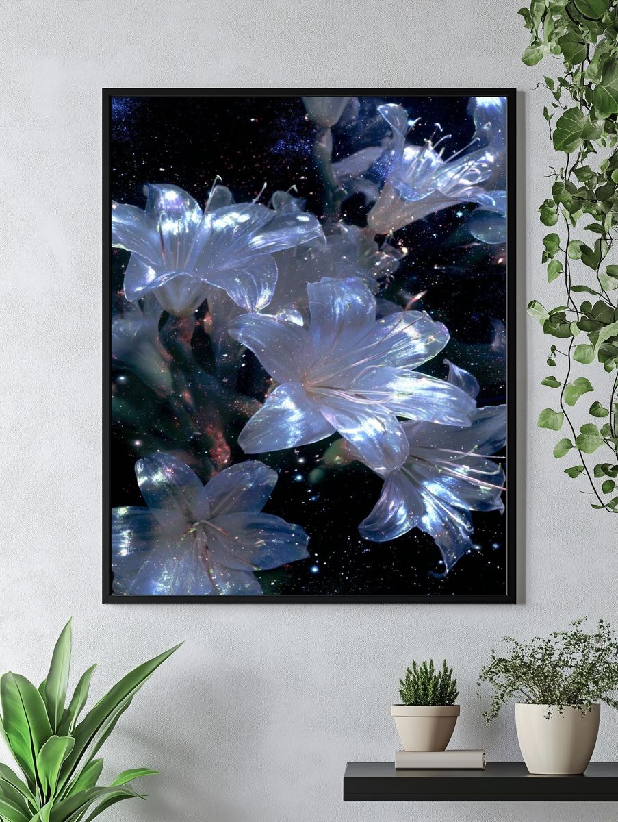 Celestial Lilies Photography Poster. — room view 4