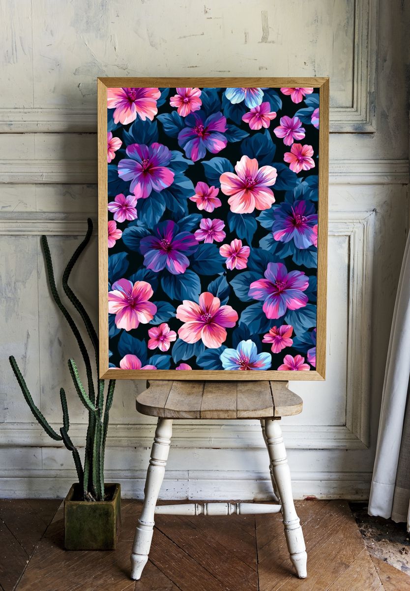 Tropical Floral Pattern Print. room preview