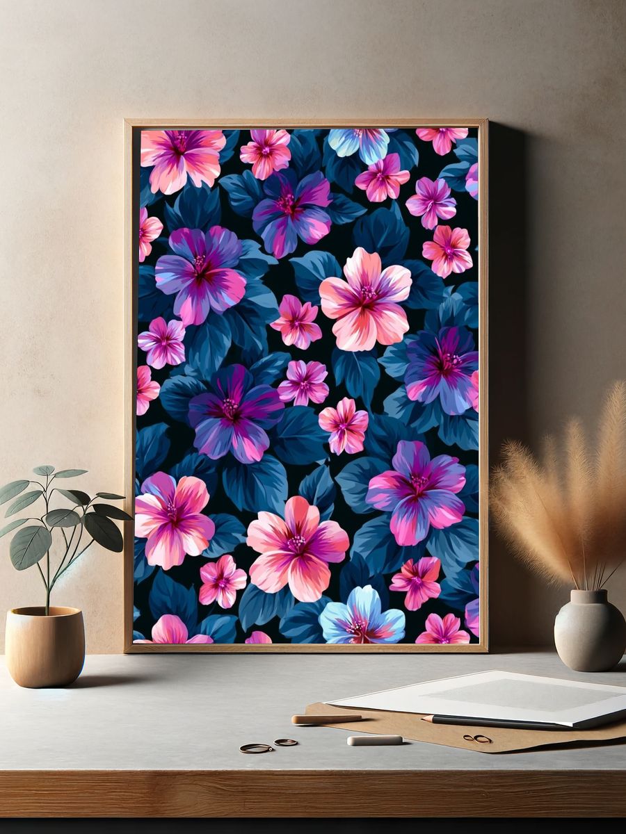 Tropical Floral Pattern Print. — room view 2