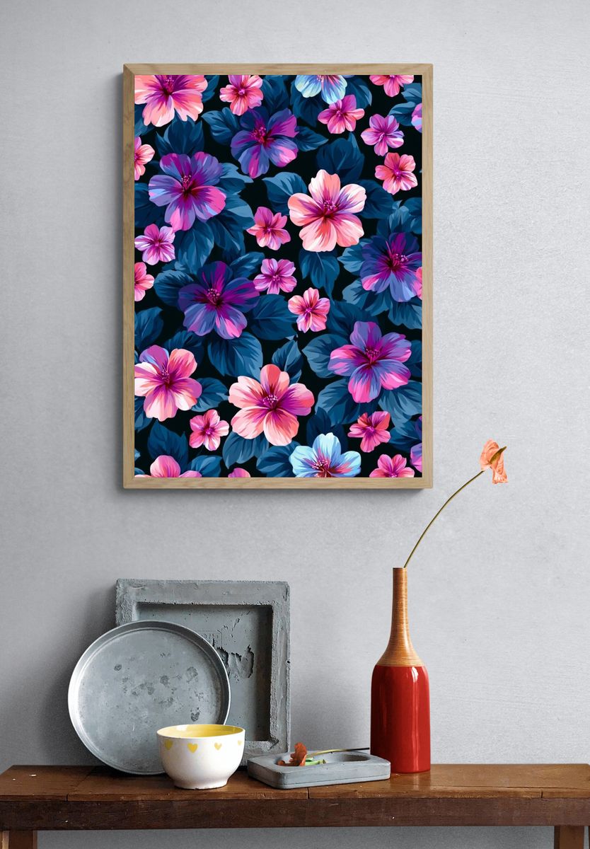Tropical Floral Pattern Print. — room view 3