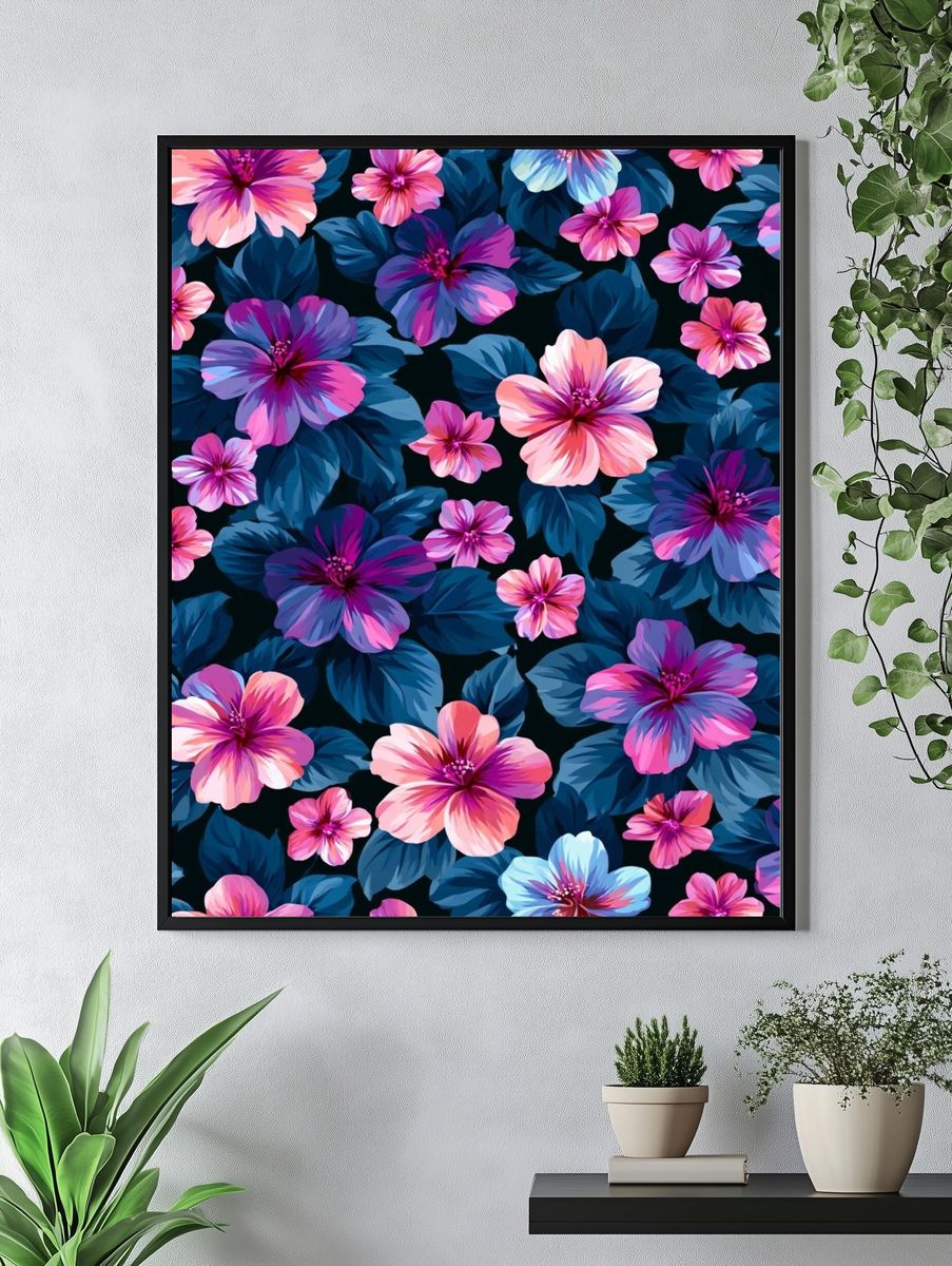 Tropical Floral Pattern Print. — room view 4