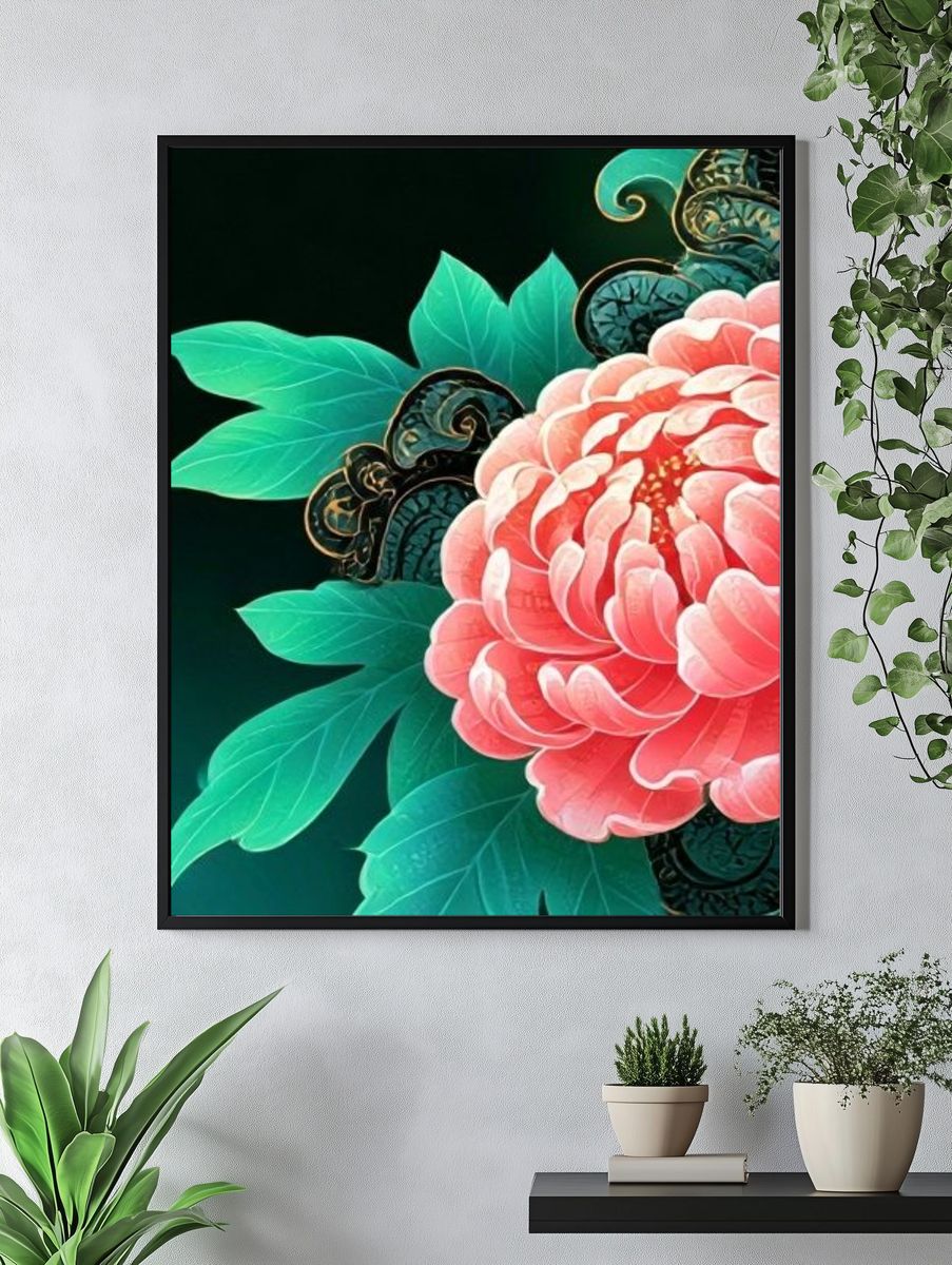 Pink Peony Botanical Print. — room view 4
