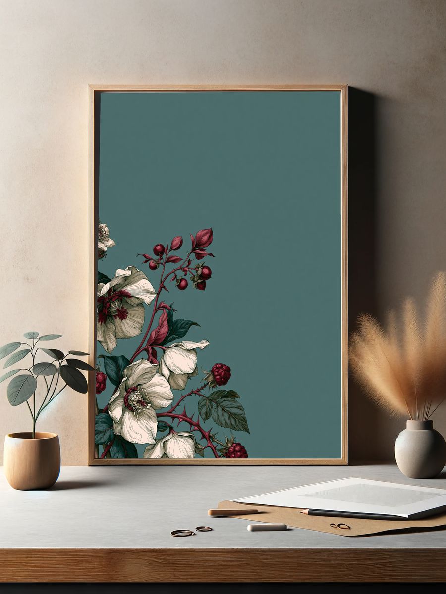Botanical Floral Corner Print. — room view 2