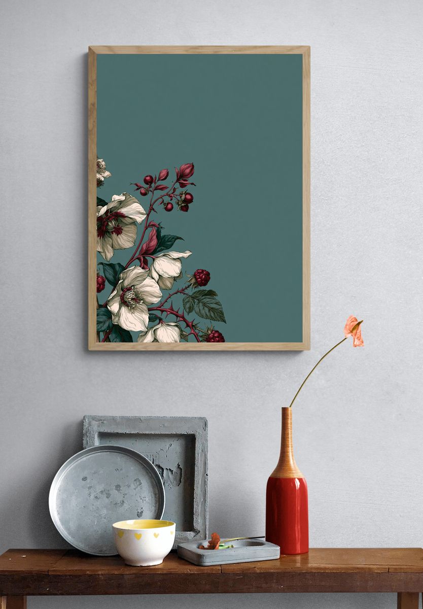Botanical Floral Corner Print. — room view 3