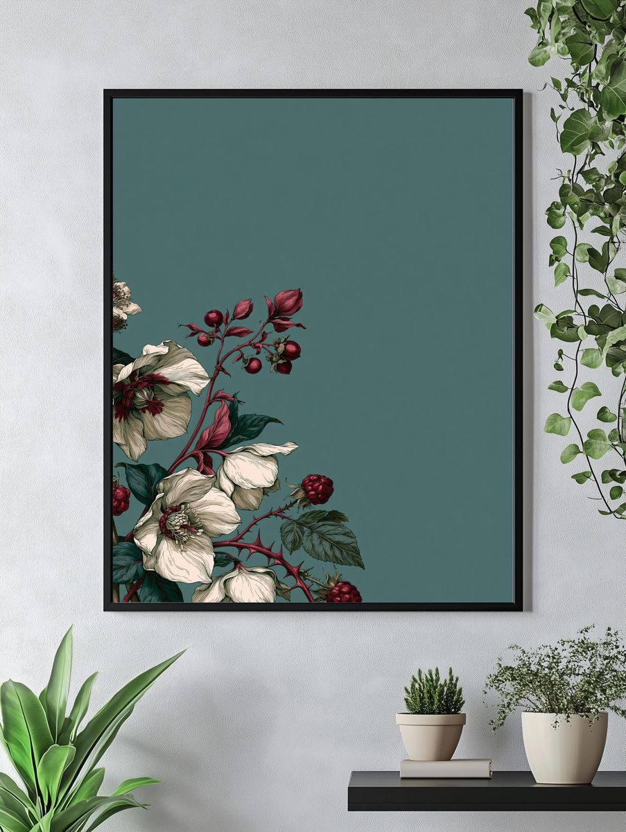 Botanical Floral Corner Print. — room view 4