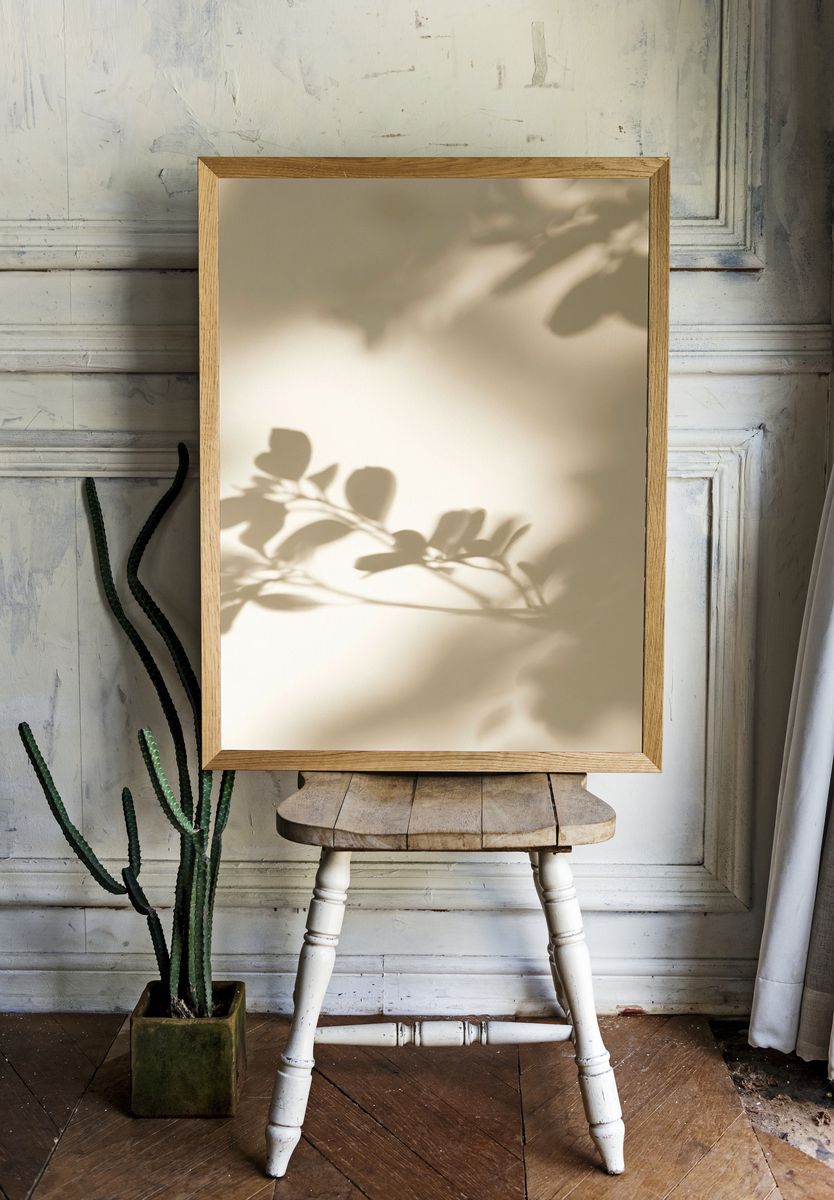 Soft Botanical Shadows Print. room preview
