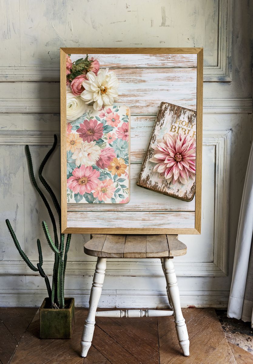Pastel Floral Still Life Print. room preview
