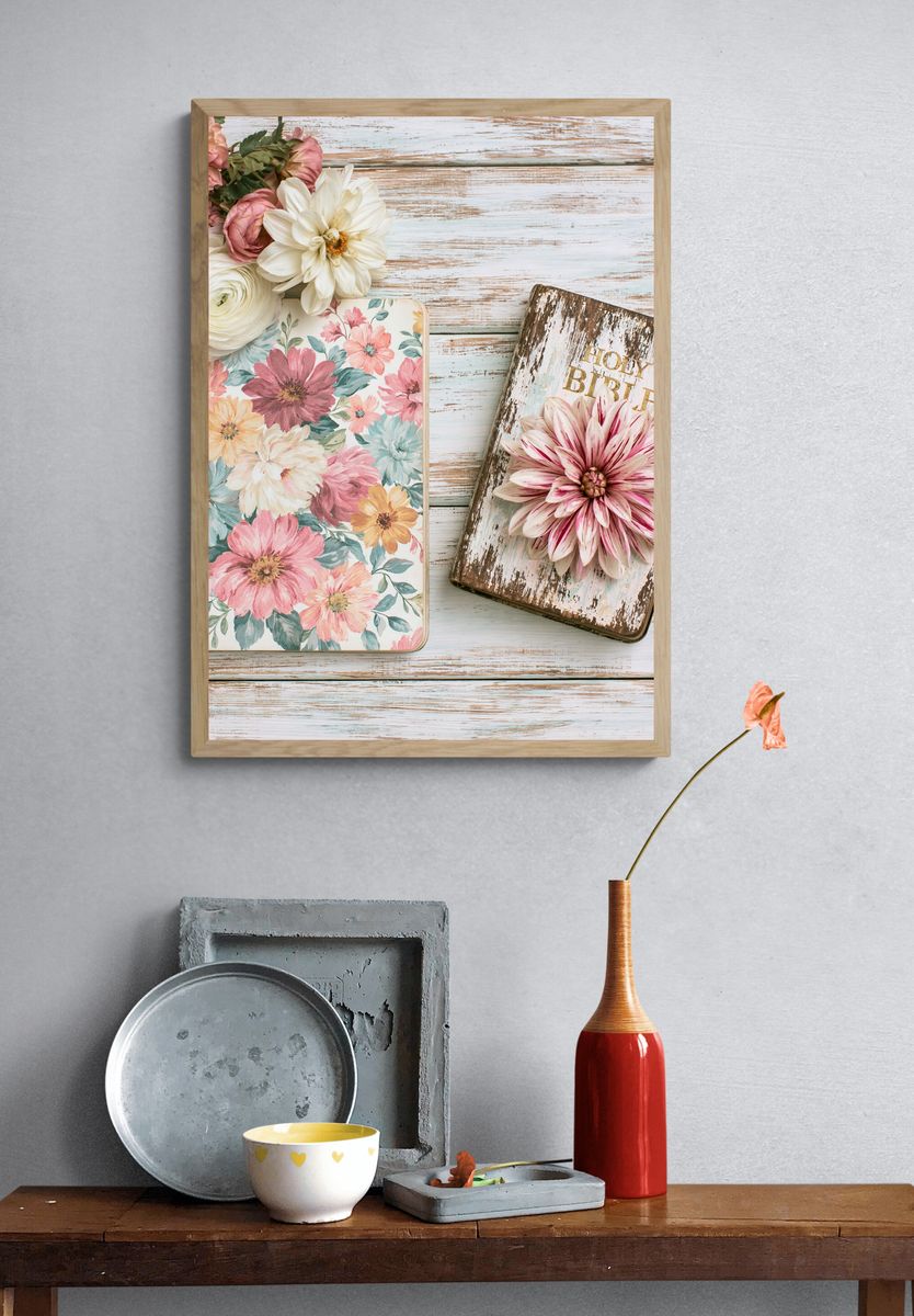 Pastel Floral Still Life Print. — room view 3