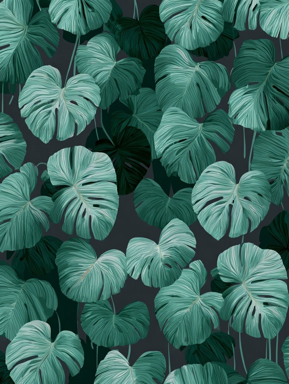 Tropical Monstera Leaves Illustration Poster. poster detail