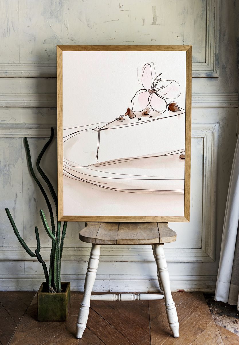 Minimal Orchid Line Art Poster. — room view 1