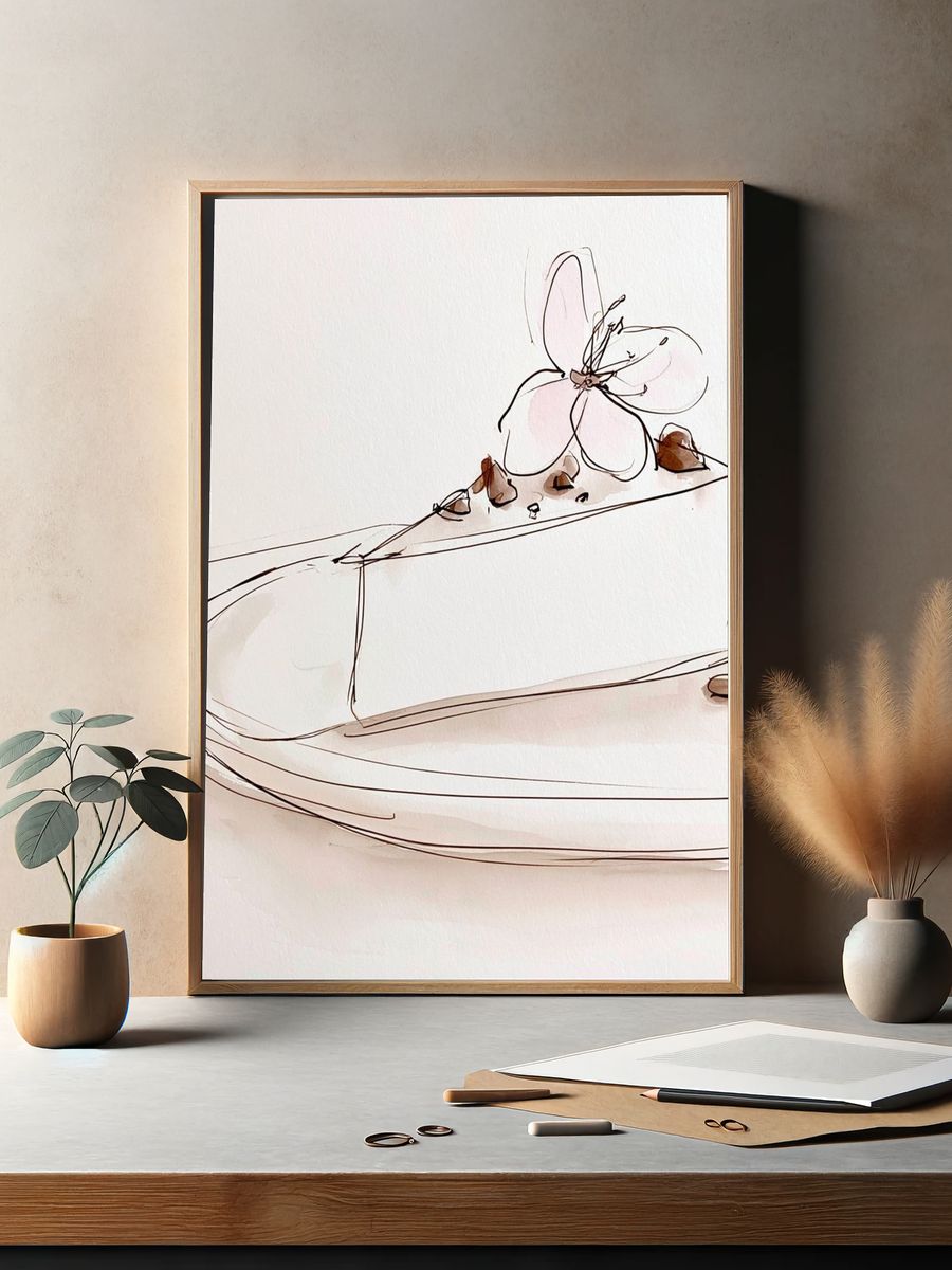 Minimal Orchid Line Art Poster. — room view 2
