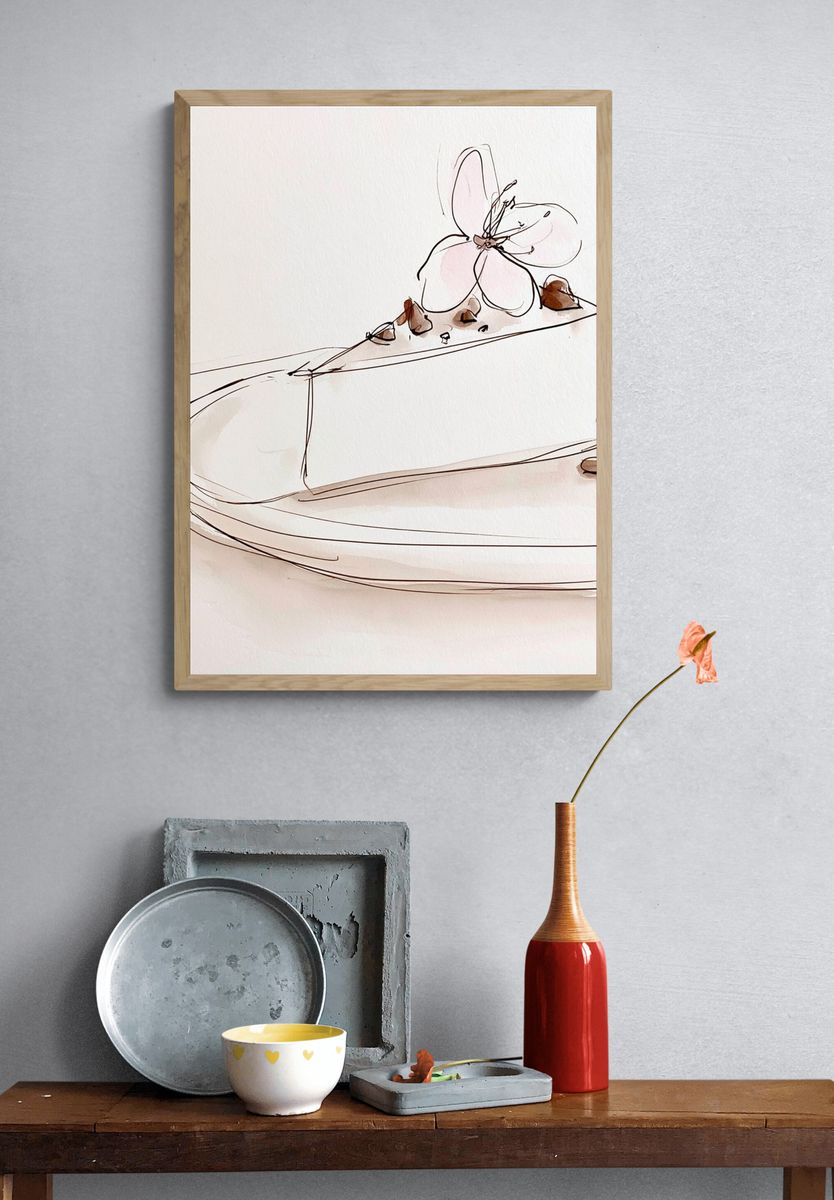 Minimal Orchid Line Art Poster. — room view 3