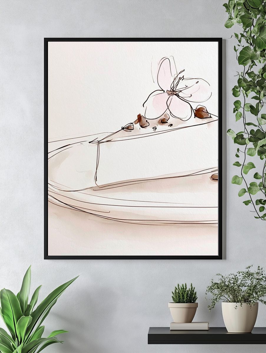 Minimal Orchid Line Art Poster. — room view 4