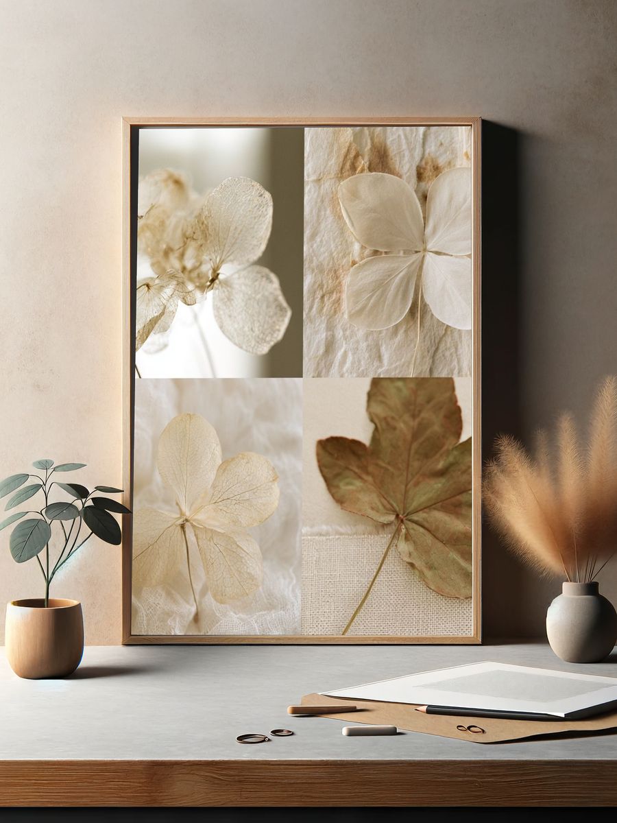 Pressed Hydrangea Botanical Print. — room view 2