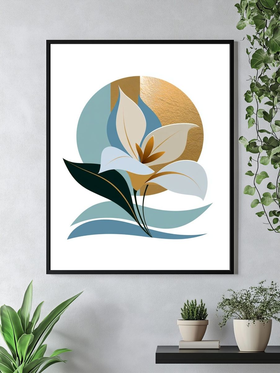 Abstract Lily Botanical Print. — room view 4