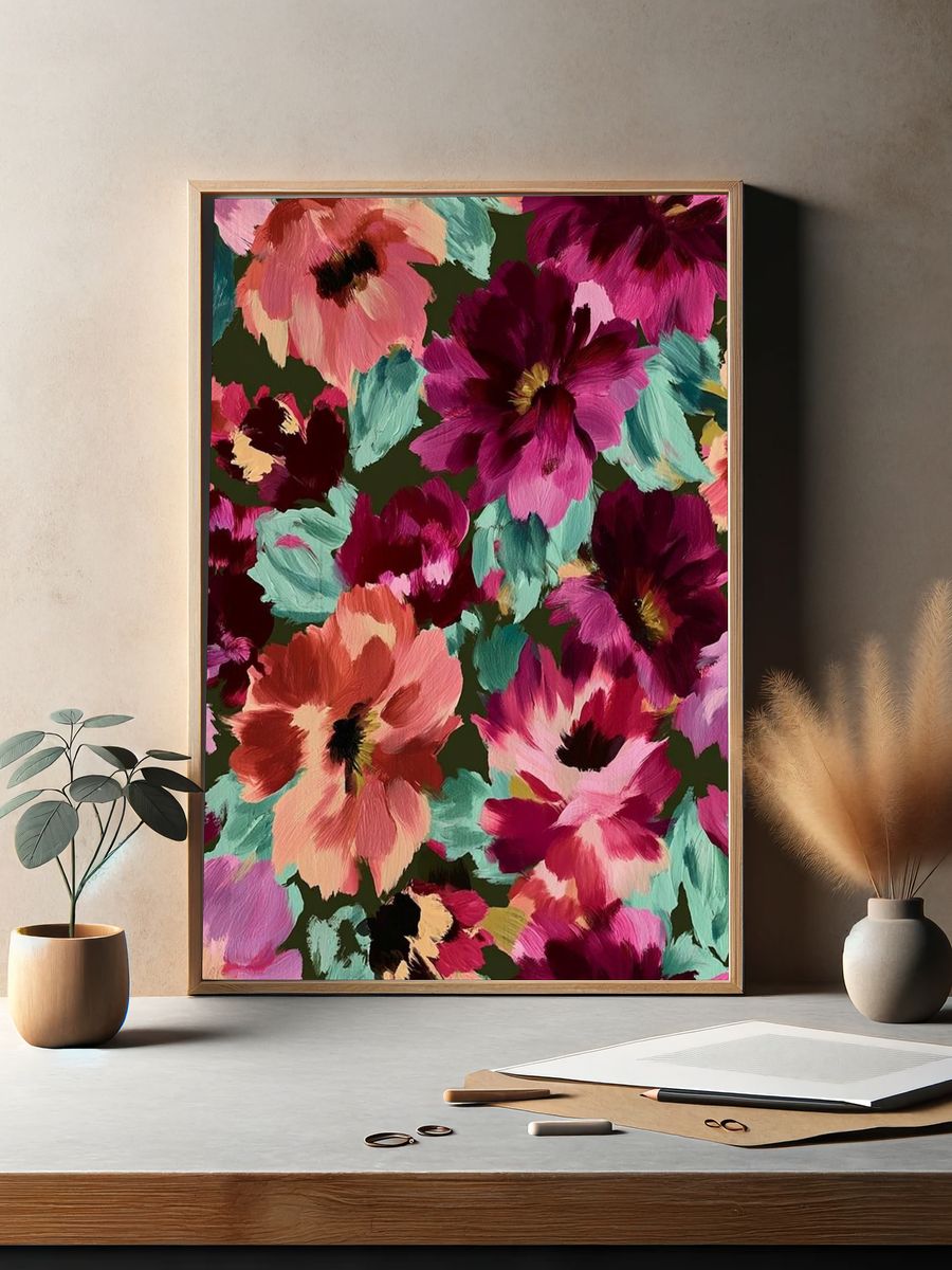 Floral Brushwork Botanical Print. — room view 2