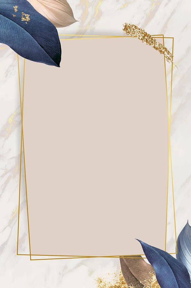 Rectangle foliage frame white marble. poster — botanical art
