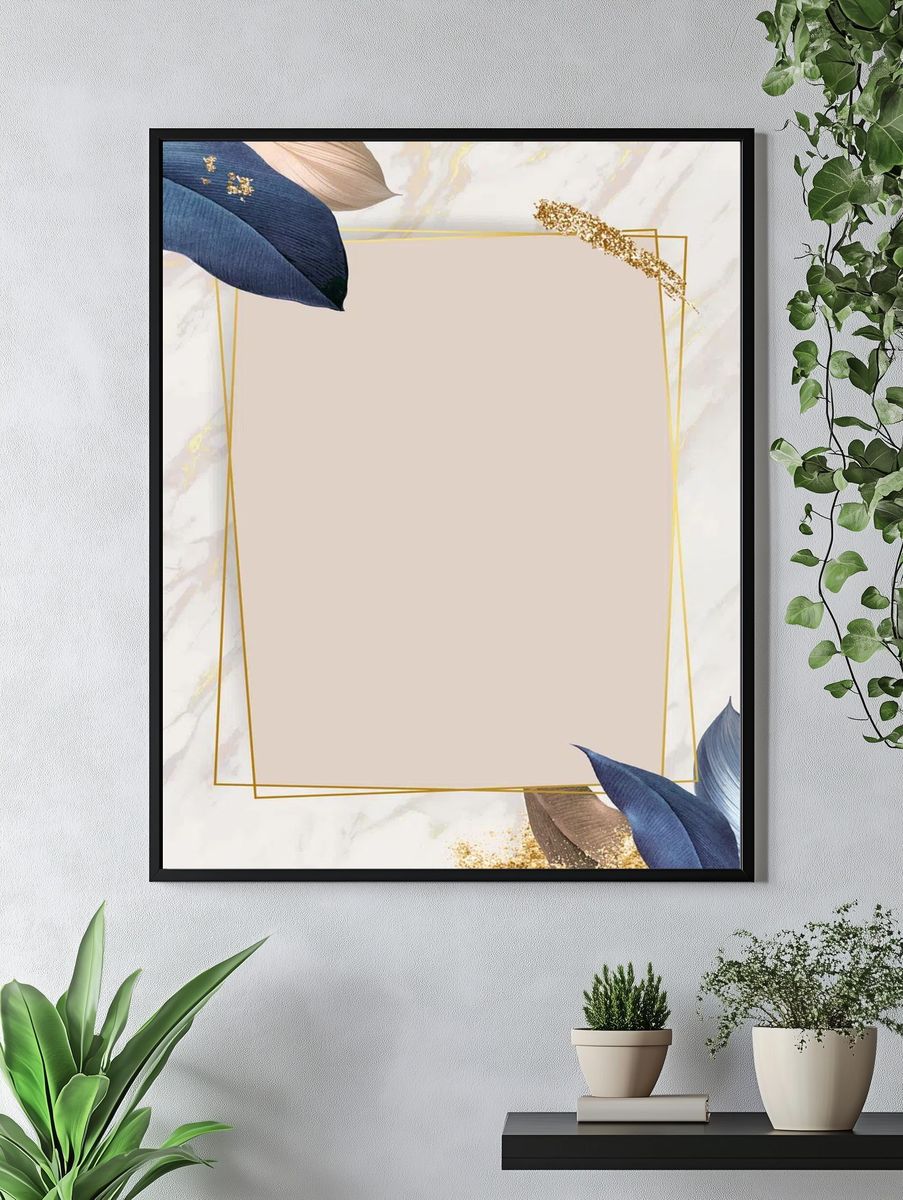 Rectangle foliage frame white marble. — room view 4