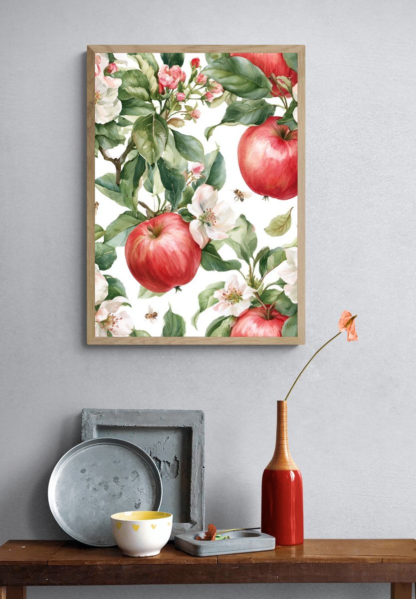 Apple Blossom Watercolor Print. — room view 3
