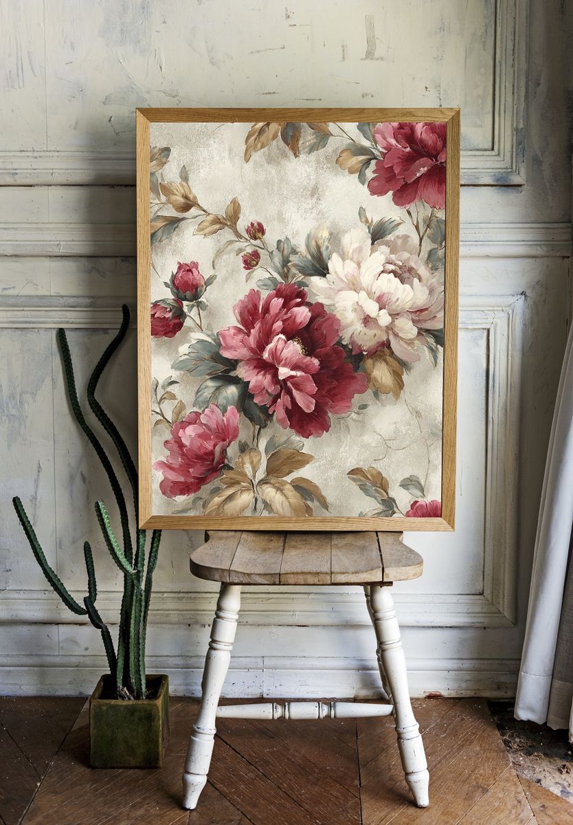 Vintage Floral Bouquet Print. — room view 1