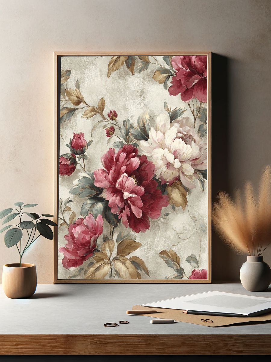 Vintage Floral Bouquet Print. — room view 2