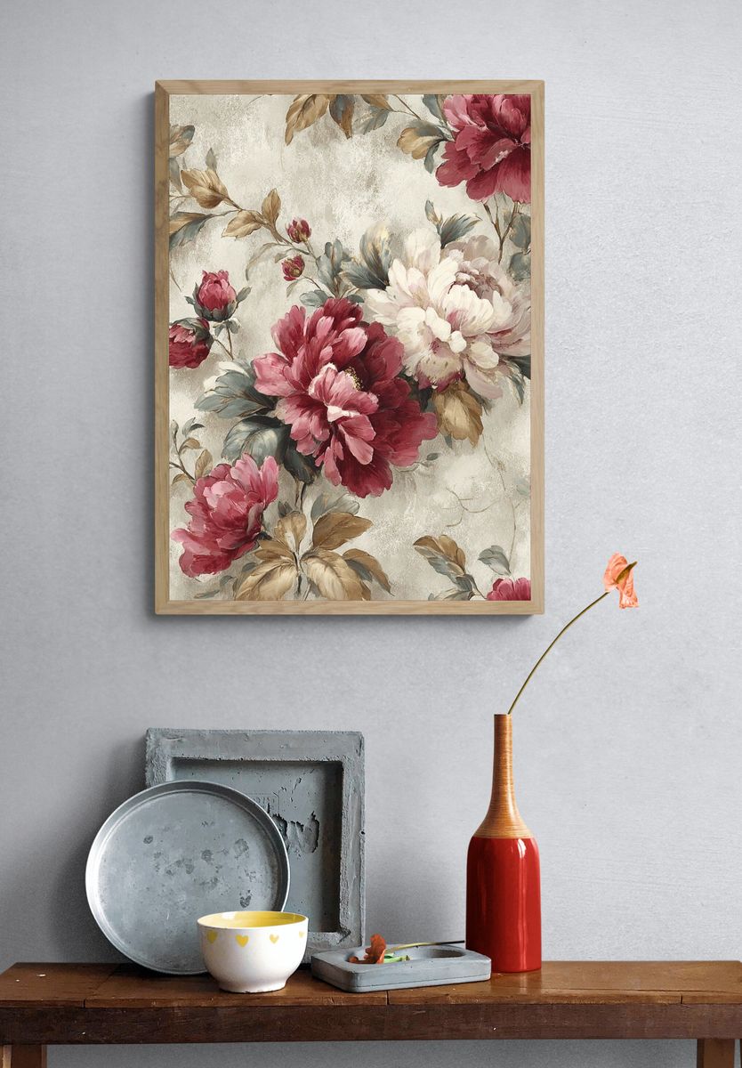 Vintage Floral Bouquet Print. — room view 3