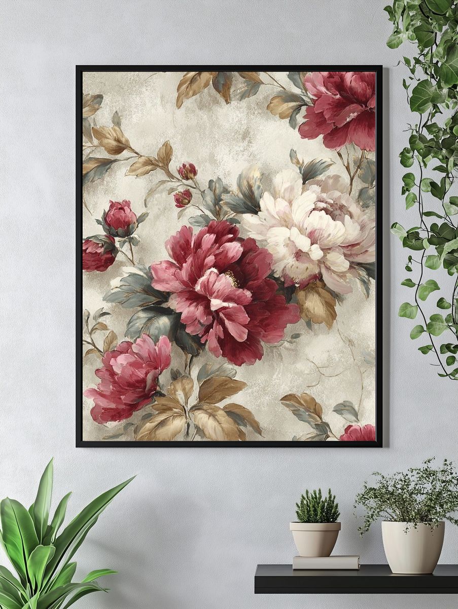 Vintage Floral Bouquet Print. — room view 4