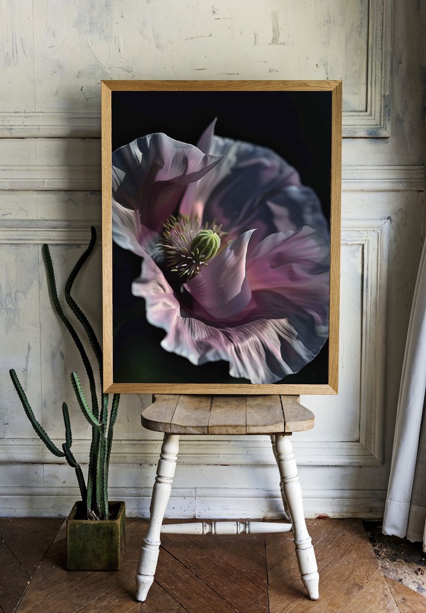 Abstract Poppy Bloom Print. — room view 1
