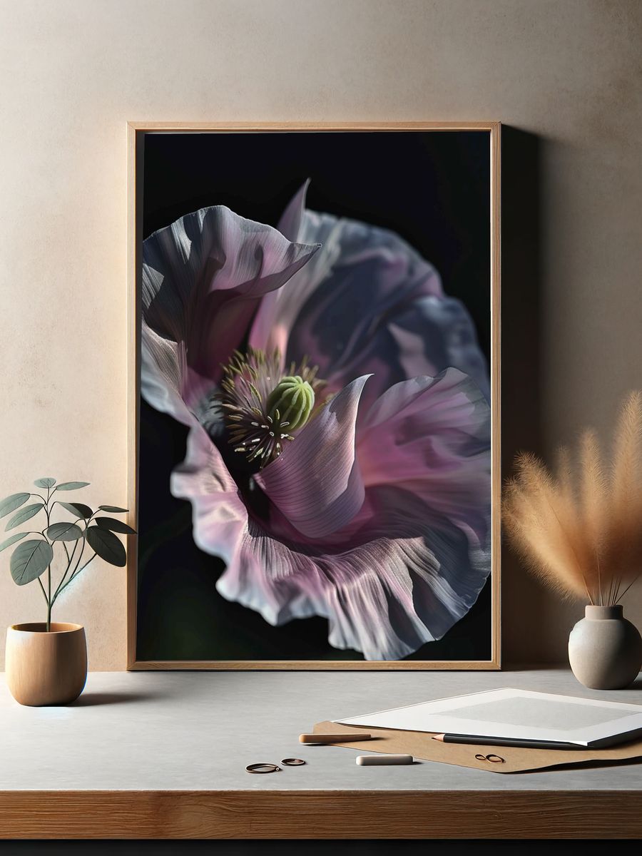 Abstract Poppy Bloom Print. — room view 2