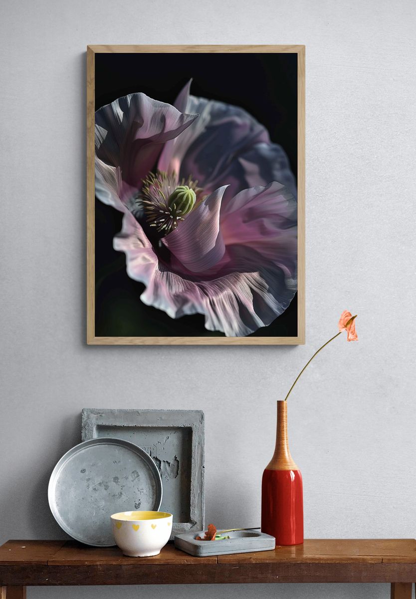 Abstract Poppy Bloom Print. — room view 3