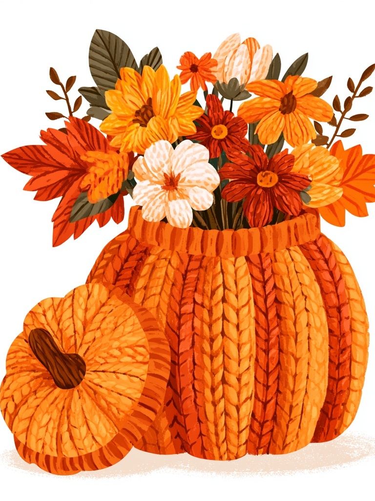 Autumn Pumpkin Bouquet Illustration Poster. poster — botanical art