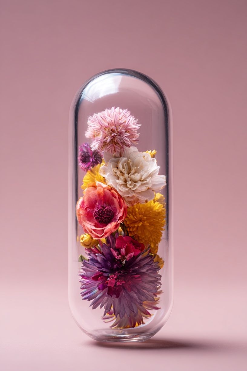 Glass Capsule Flowers Botanical Print. poster — botanical art