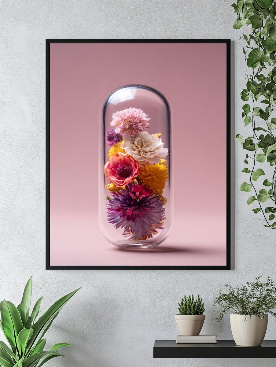 Glass Capsule Flowers Botanical Print. — room view 4