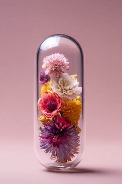 Glass Capsule Flowers Botanical Print. poster