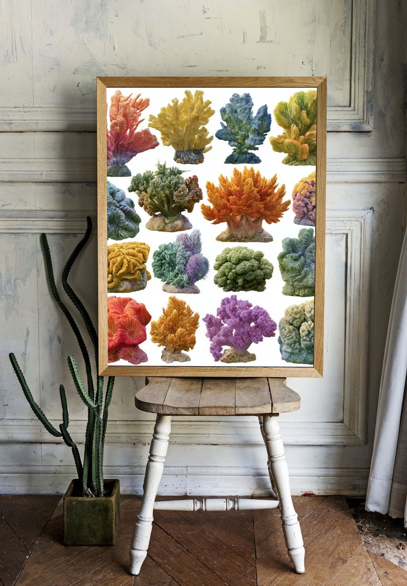 Colorful Coral Reef Illustration Poster. room preview