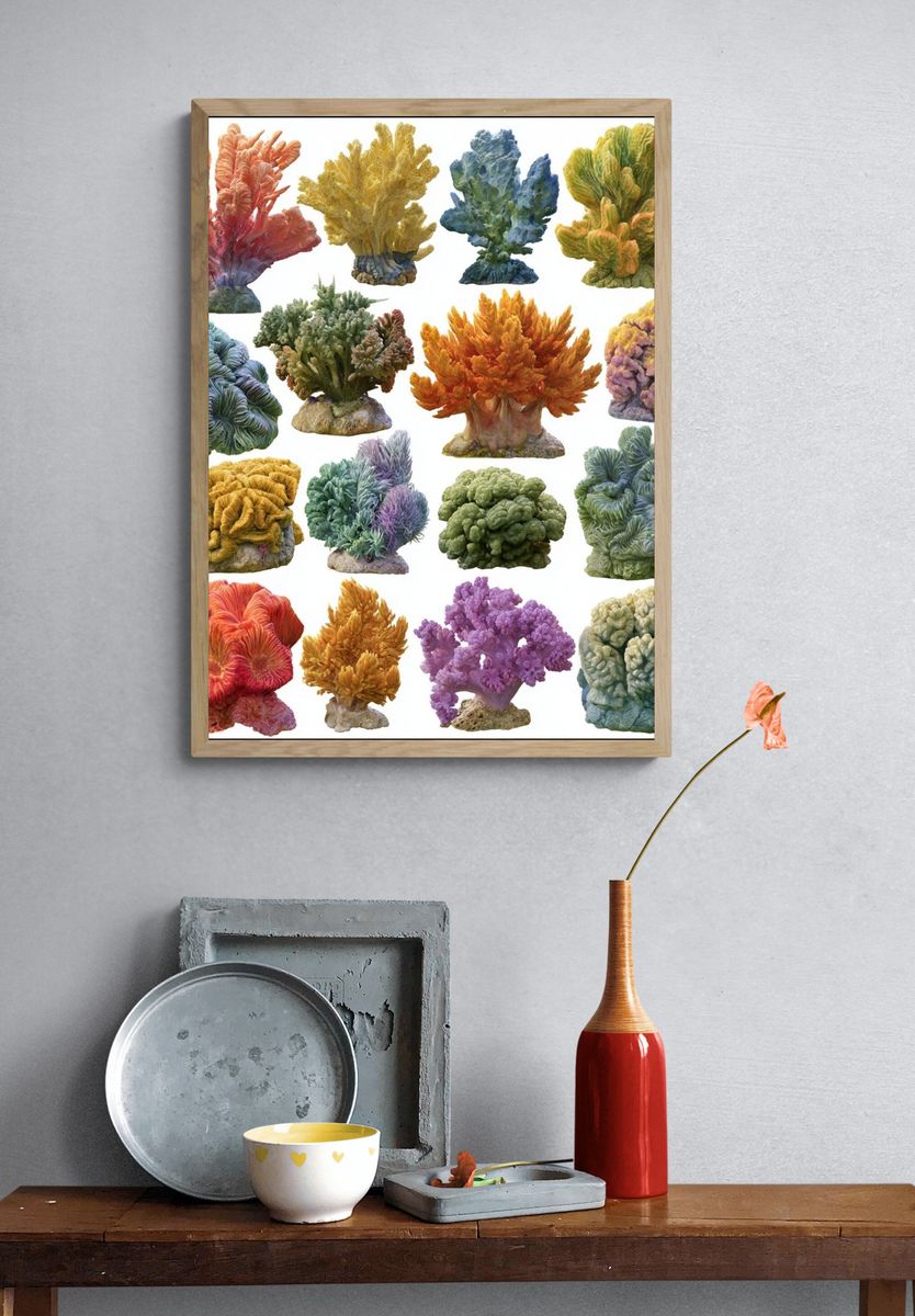 Colorful Coral Reef Illustration Poster. — room view 3