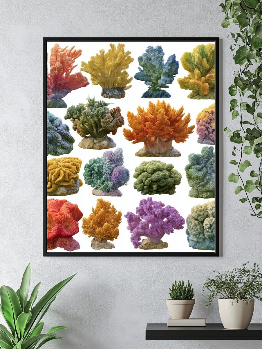 Colorful Coral Reef Illustration Poster. — room view 4