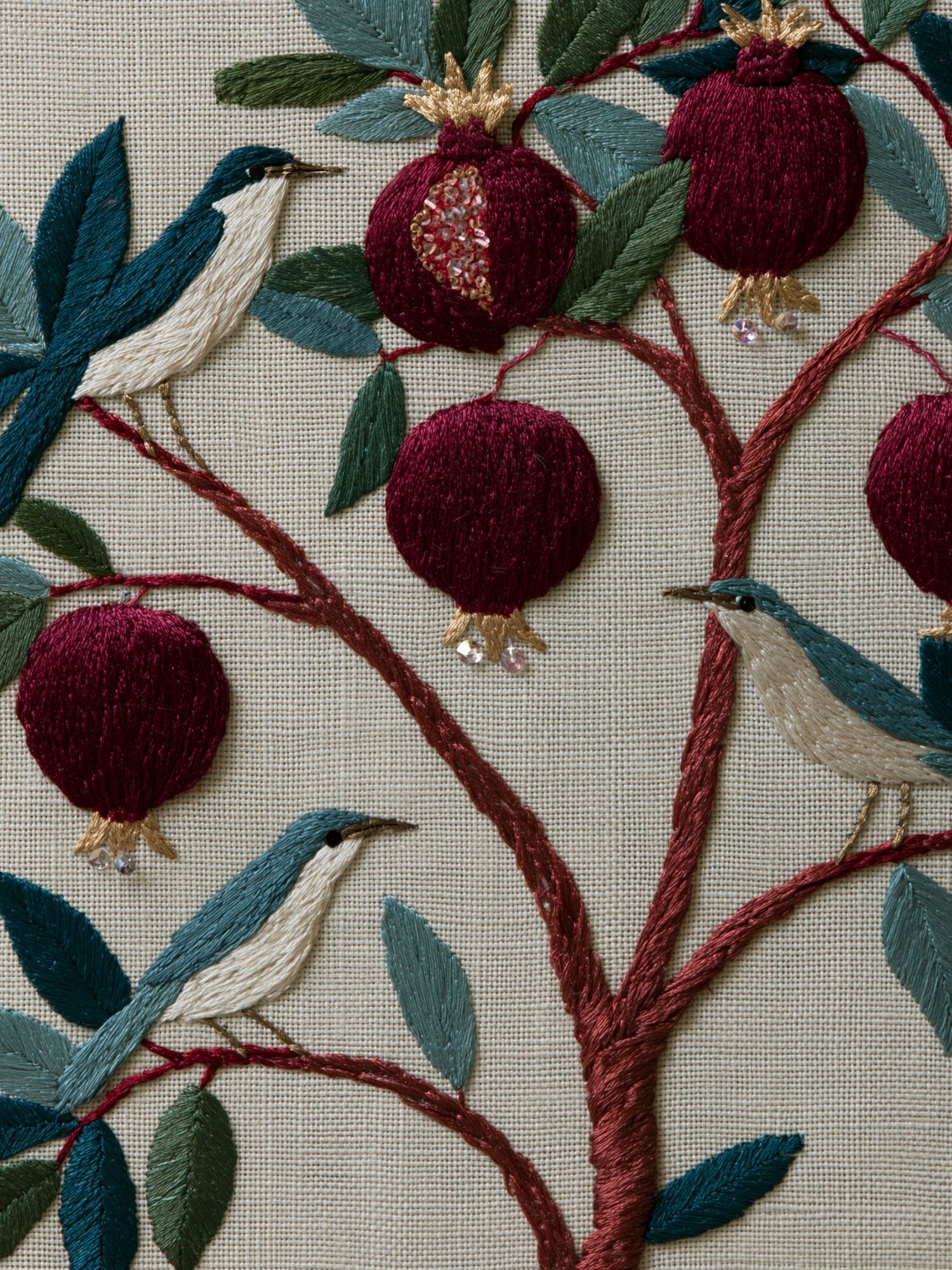Embroidered Birds and Pomegranates Print. poster detail