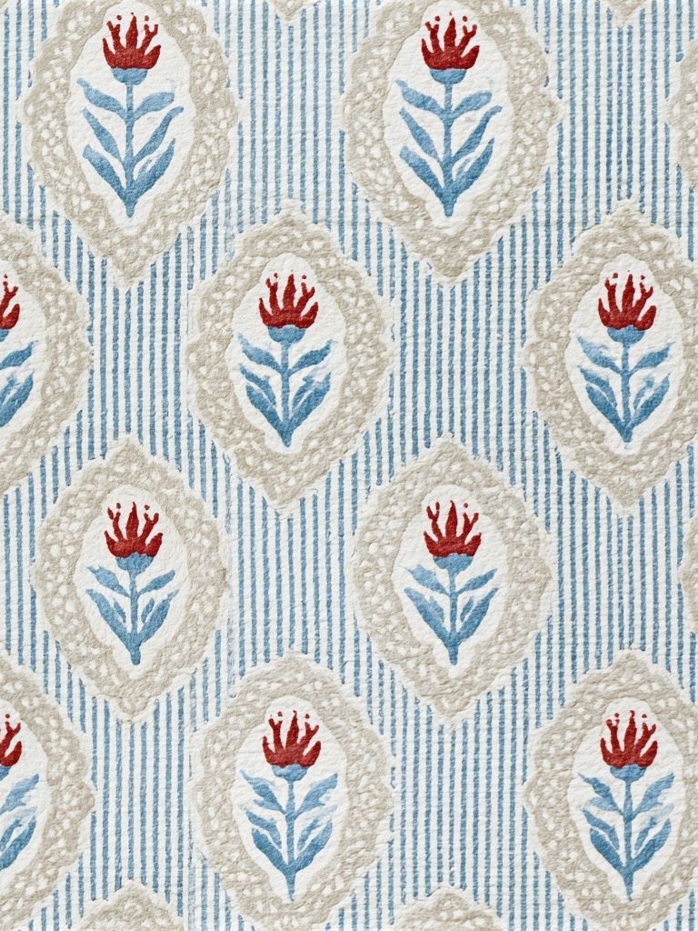 Floral Block Print Pattern Poster. poster detail