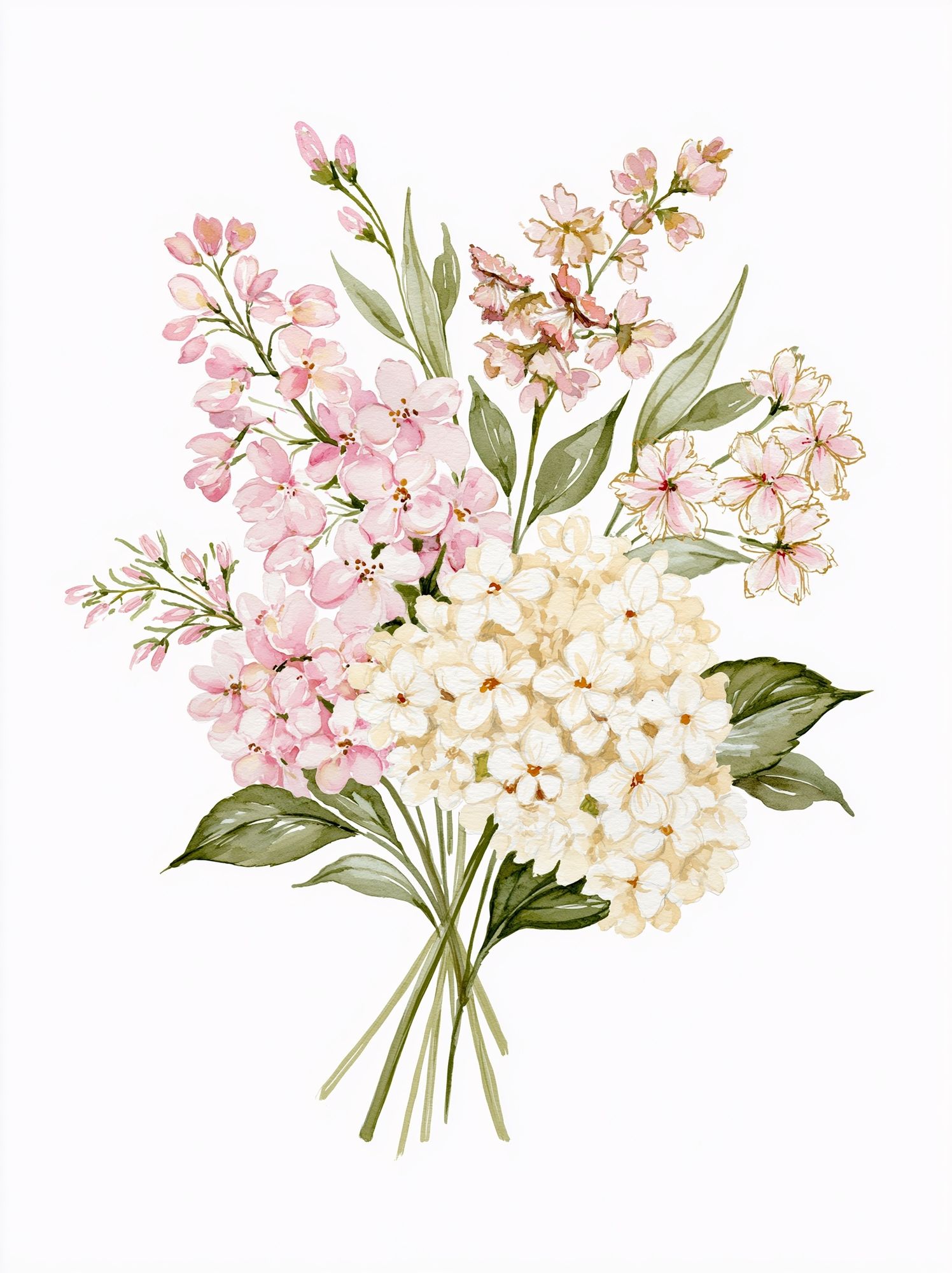 Cherry Blossom Bouquet Watercolor Print. poster — botanical art