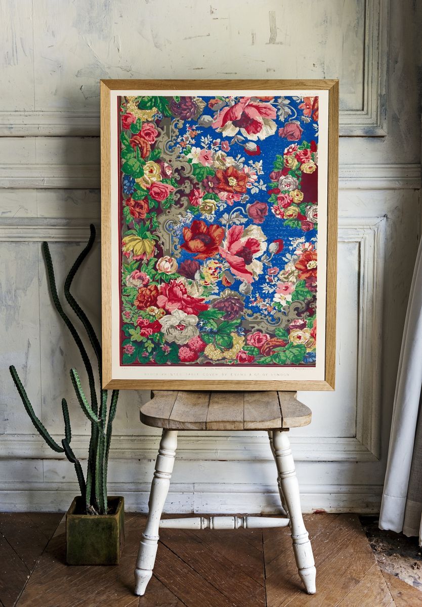 Block printed table cover Industrial. room preview