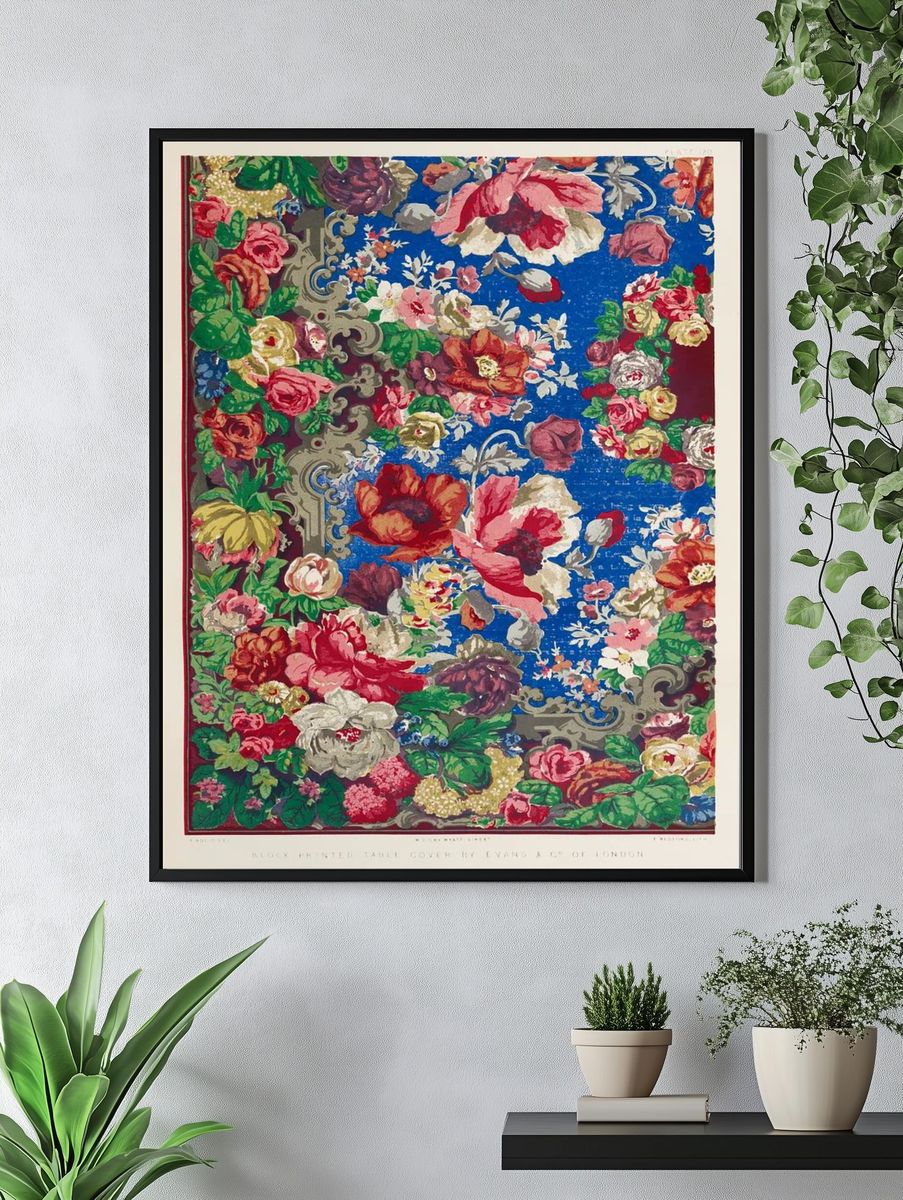 Block printed table cover Industrial. — room view 4