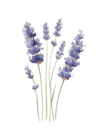 Lavender Sprigs Watercolor Print. poster
