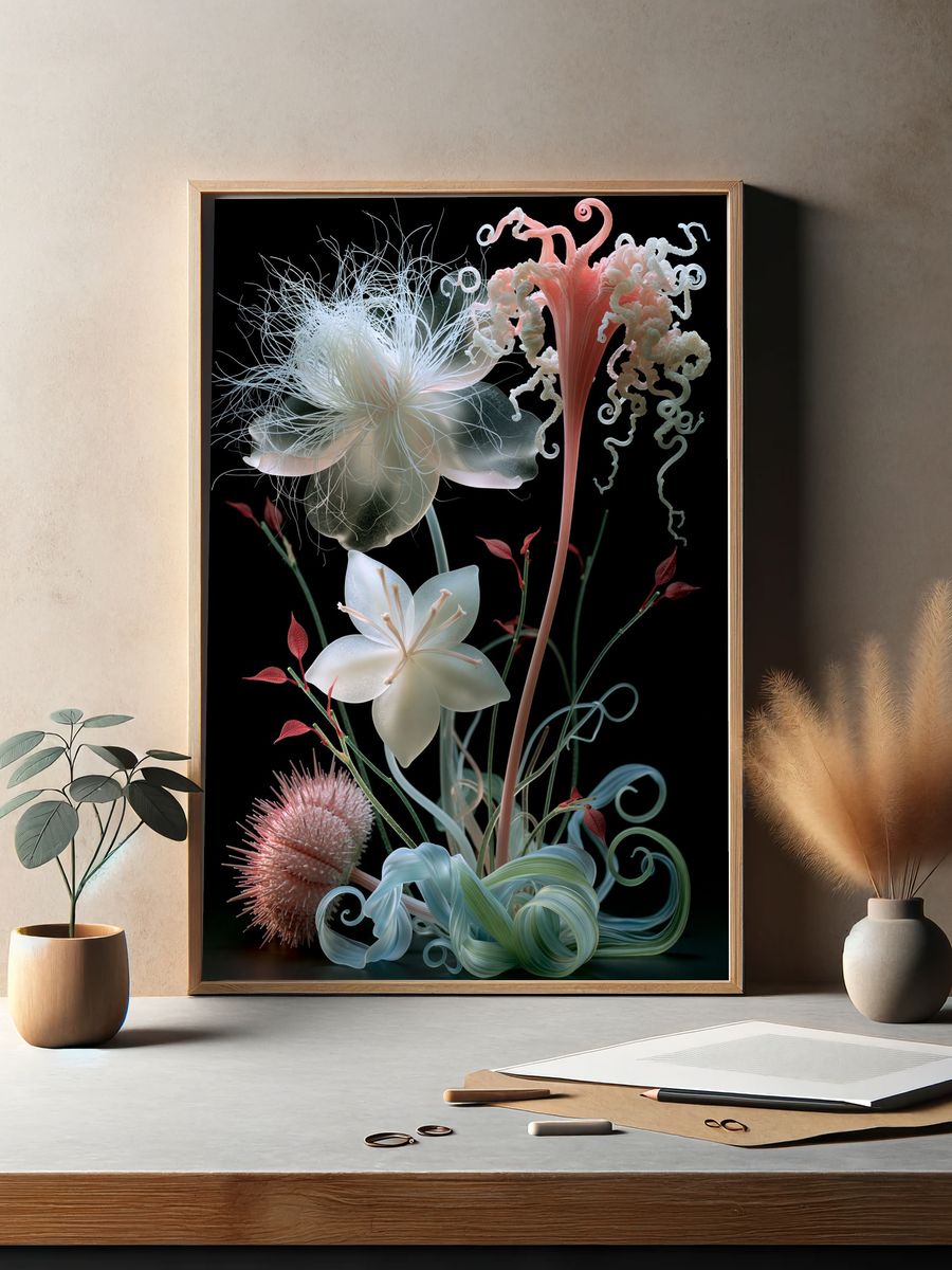 Surreal Floral Bloom Print. — room view 2