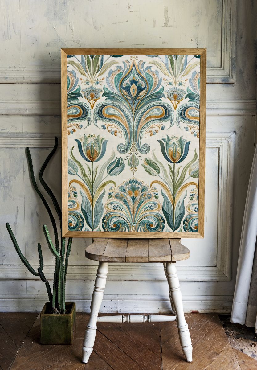 Art Nouveau Floral Pattern Poster. room preview